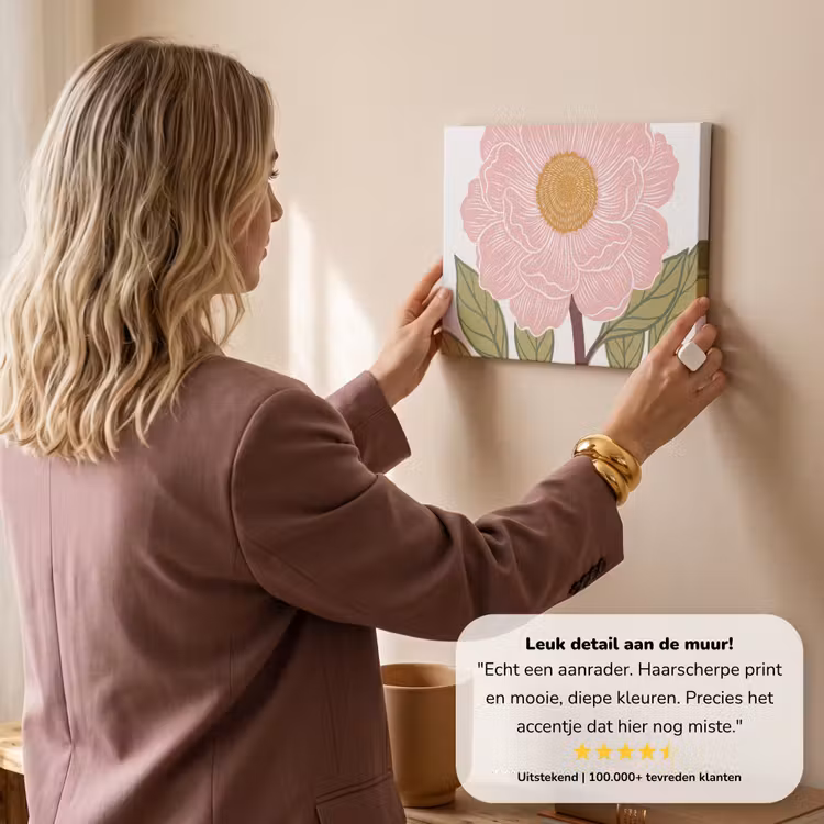 Canvas schilderij - Bloemen - Roze - Illustratie — 2