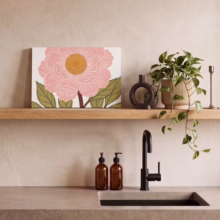 Canvas schilderij - Bloemen - Roze - Illustratie — 3