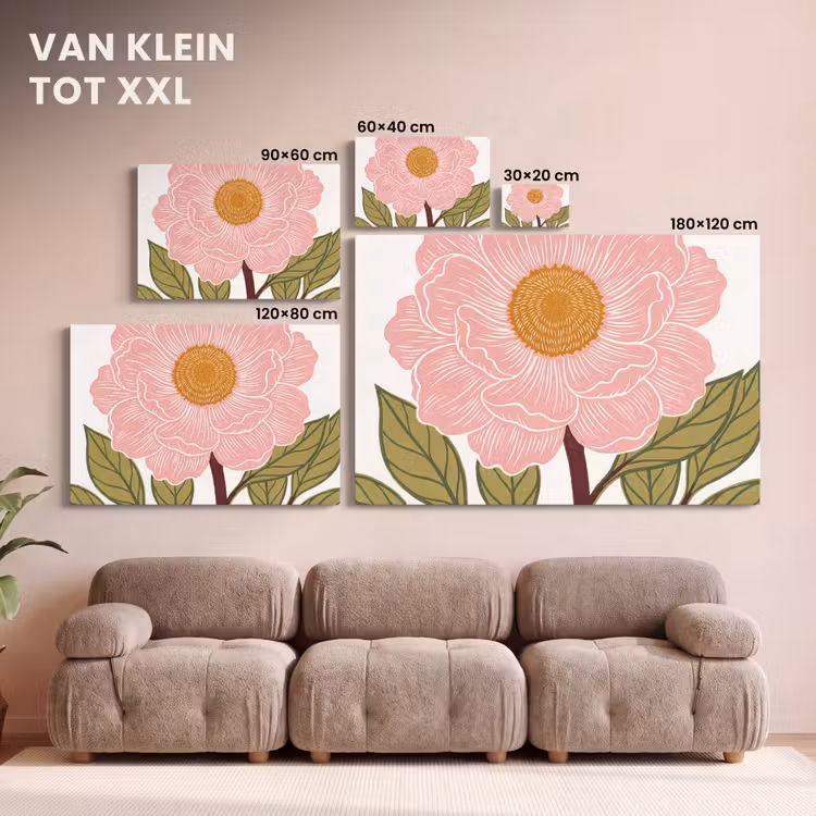 Canvas schilderij - Bloemen - Roze - Illustratie — 7