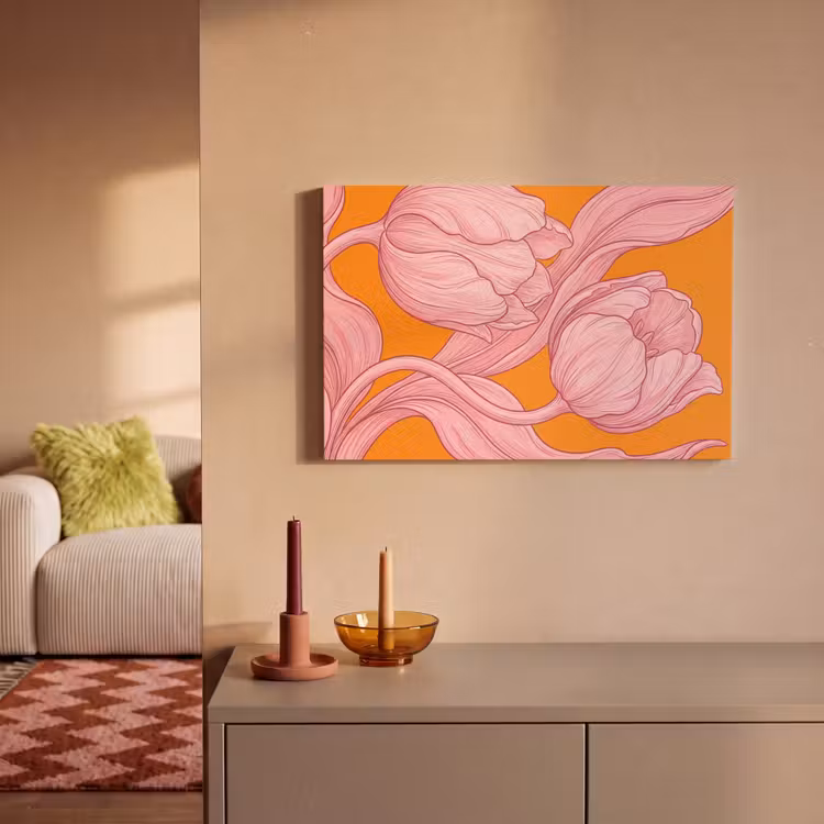 Canvas schilderij - Roze bloemen - Modern — 1