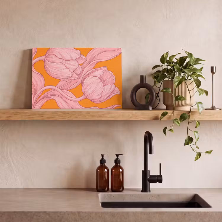 Canvas schilderij - Roze bloemen - Modern — 3