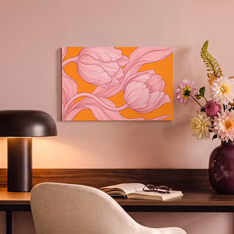 Canvas schilderij - Roze bloemen - Modern — 5
