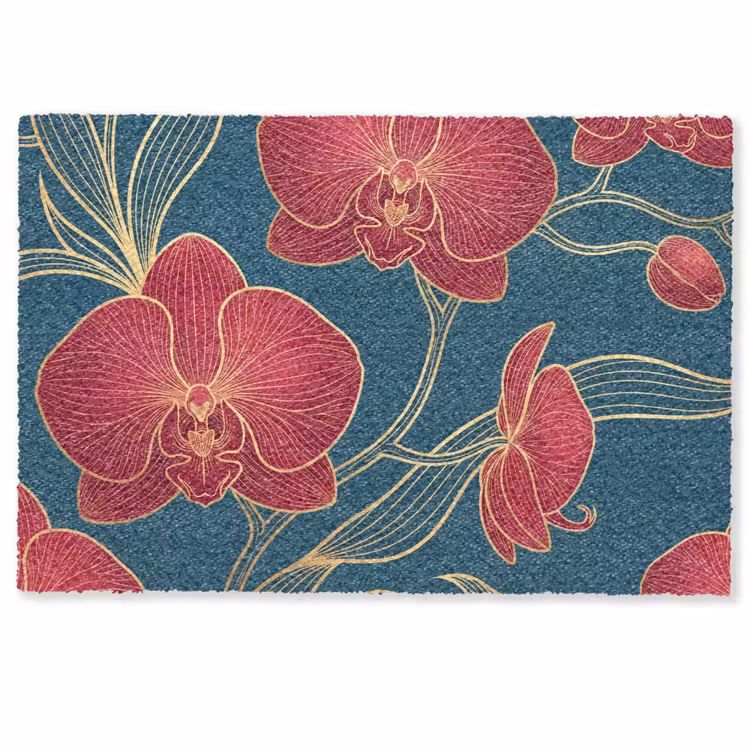 Deurmat - Bloemen - Rood - Goud — 1