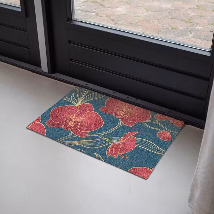 Deurmat - Bloemen - Rood - Goud — 2
