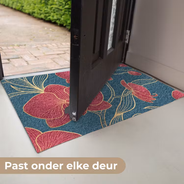 Deurmat - Bloemen - Rood - Goud — 7