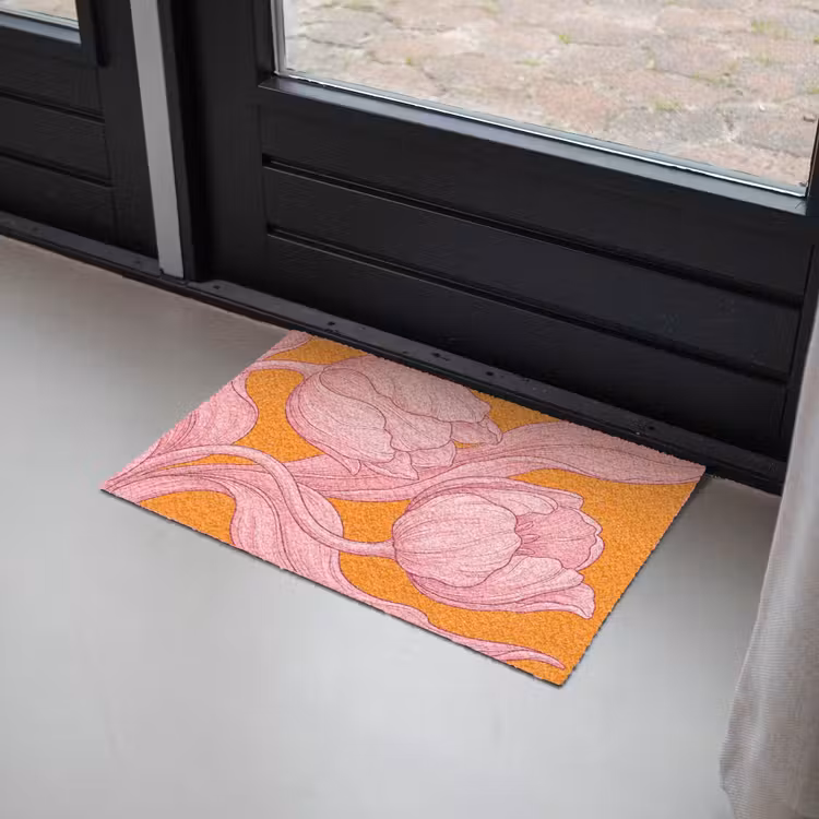 Deurmat - Roze bloemen - Modern — 2