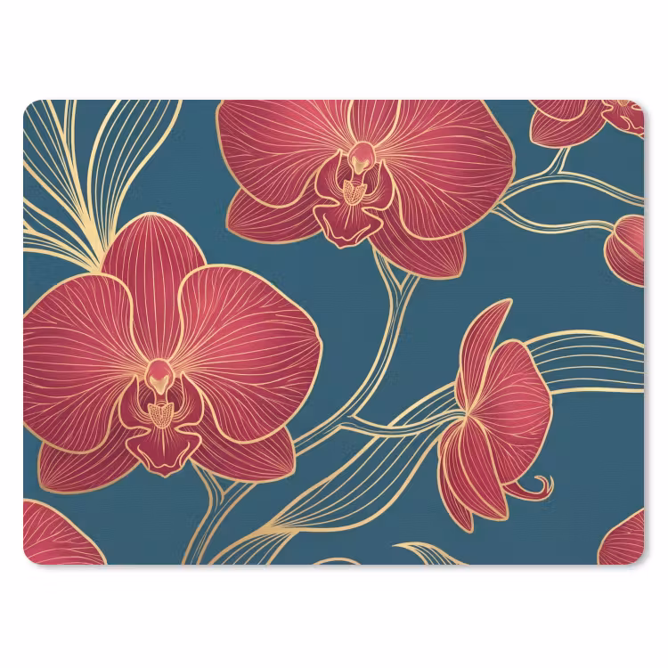 Muismat - Bloemen - Rood - Goud — 1