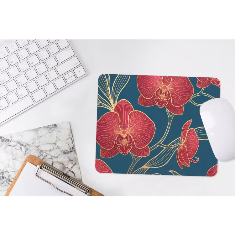 Muismat - Bloemen - Rood - Goud — 2