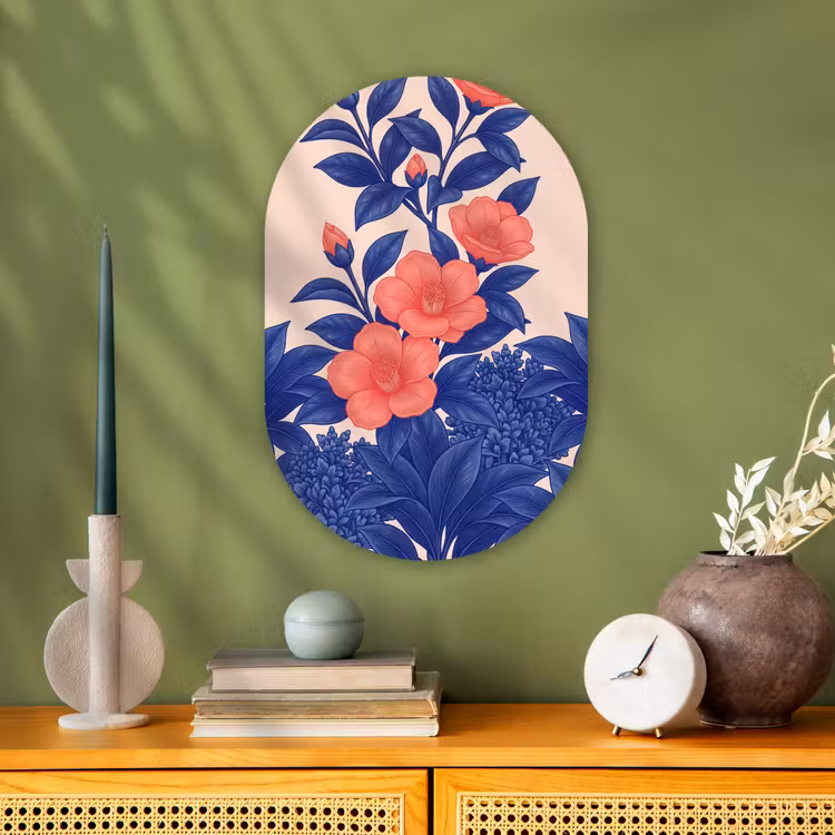 Muurovaal - Kunststof - Bloemen - Bladeren - Botanisch — 1