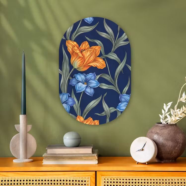 Muurovaal - Kunststof - Bloemen - Botanisch - Patroon — 3