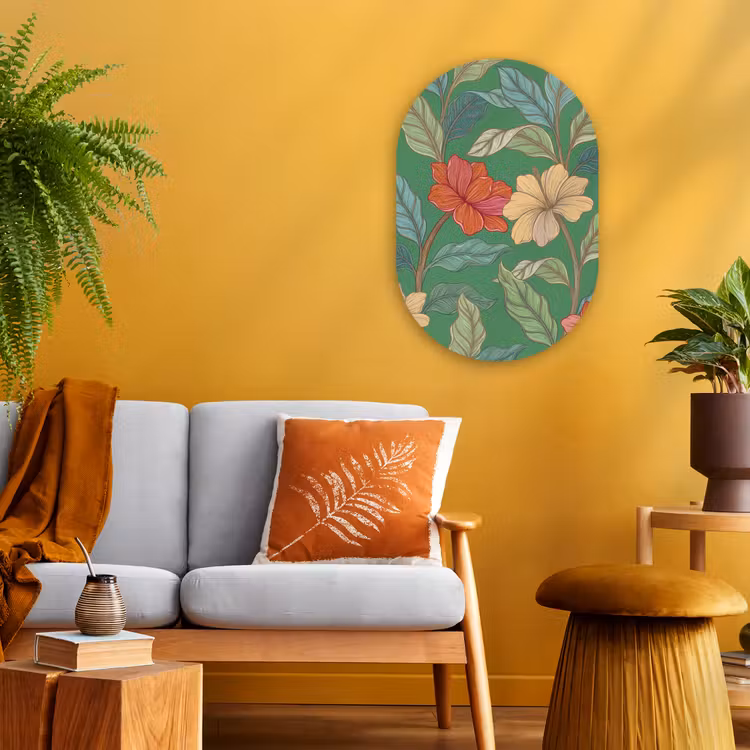 Muurovaal - Kunststof - Bloemen - Groen - Illustratie — 3