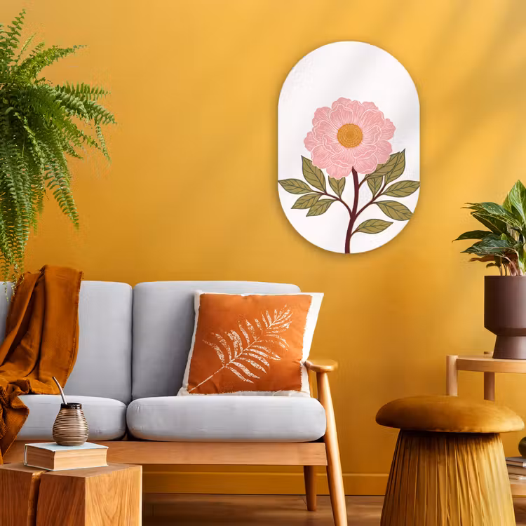 Muurovaal - Kunststof - Bloemen - Roze - Illustratie — 2
