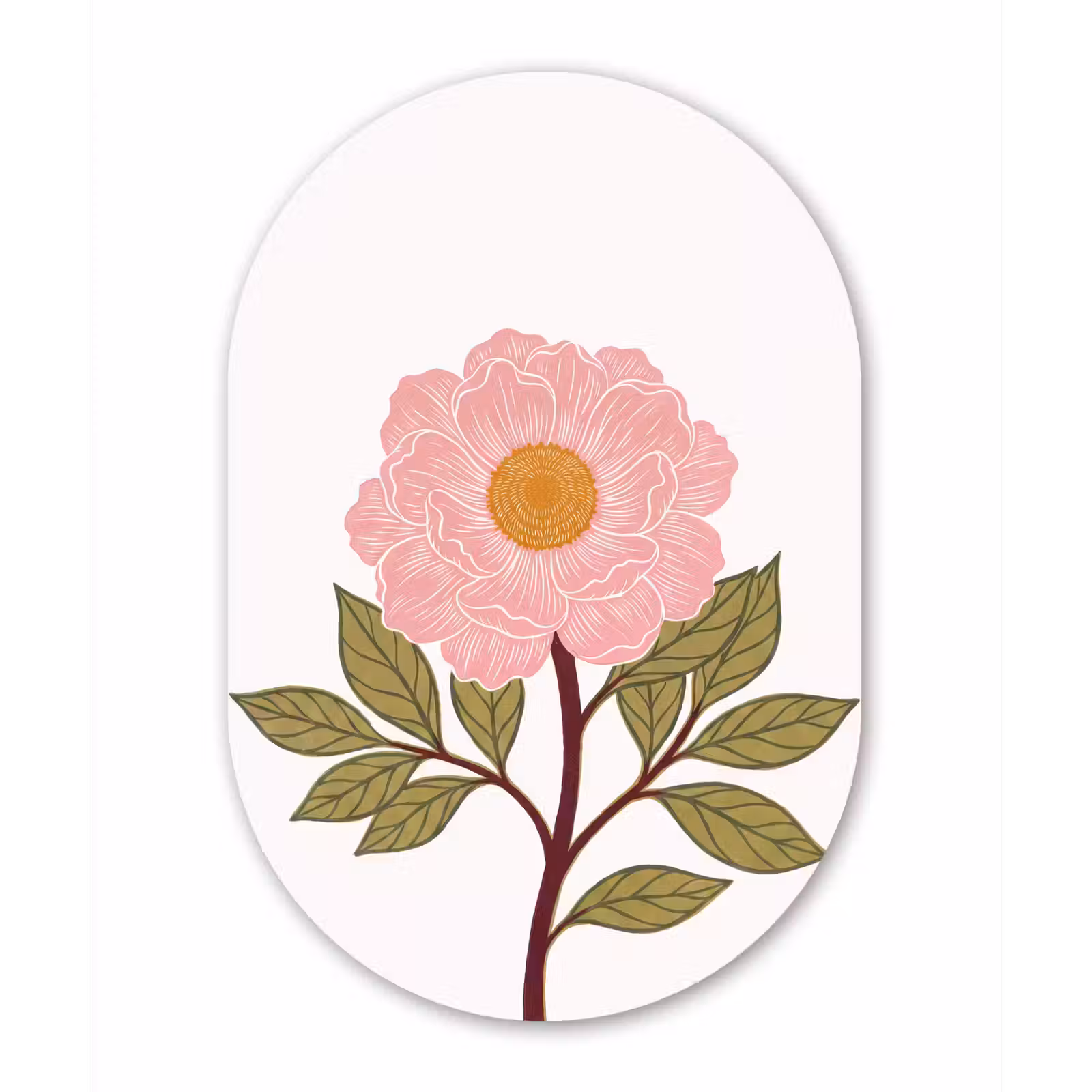 Muurovaal - Glas - Bloemen - Roze - Illustratie — 1