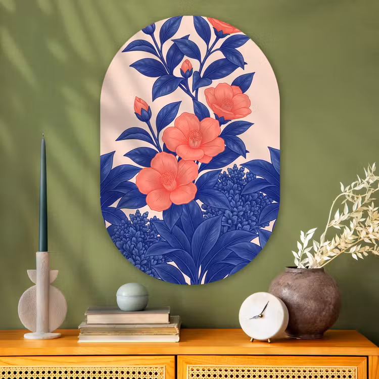 Muurovaal - Glas - Bloemen - Bladeren - Botanisch — 2