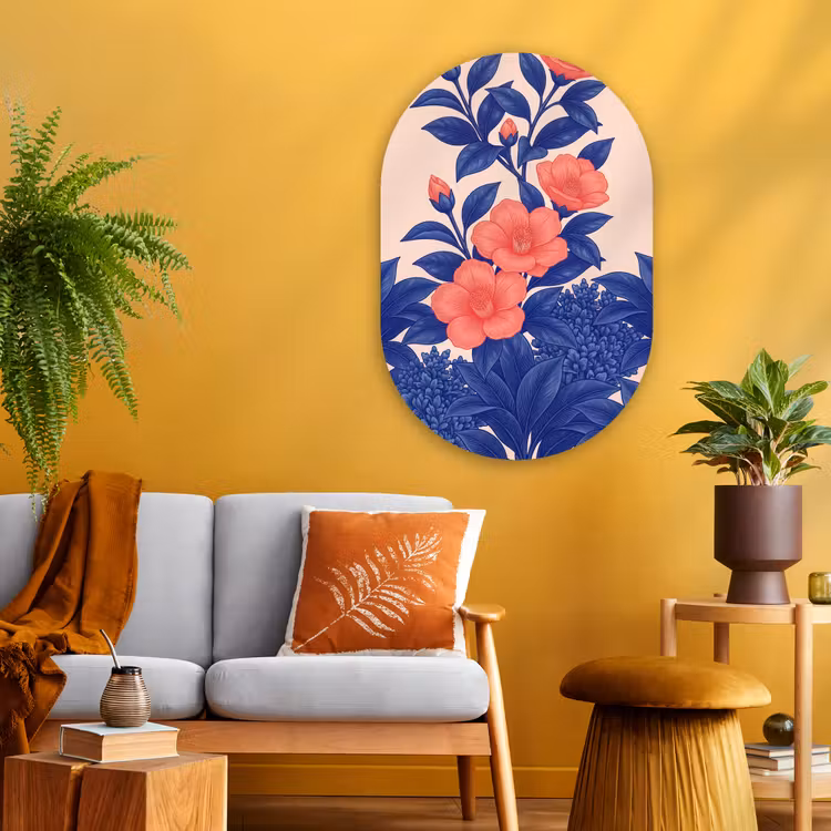 Muurovaal - Glas - Bloemen - Bladeren - Botanisch — 3