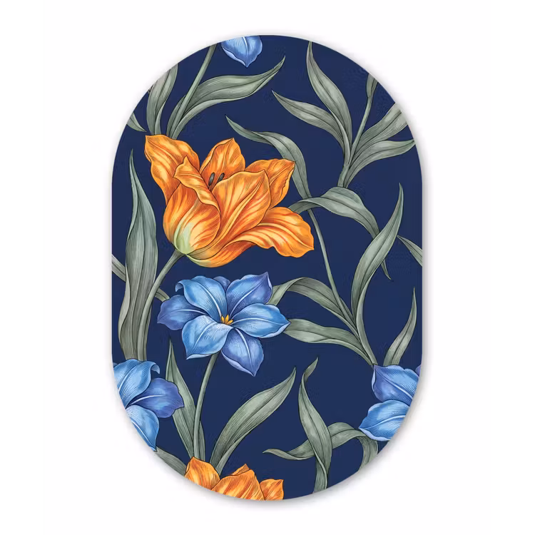 Muurovaal - Glas - Bloemen - Botanisch - Patroon — 1