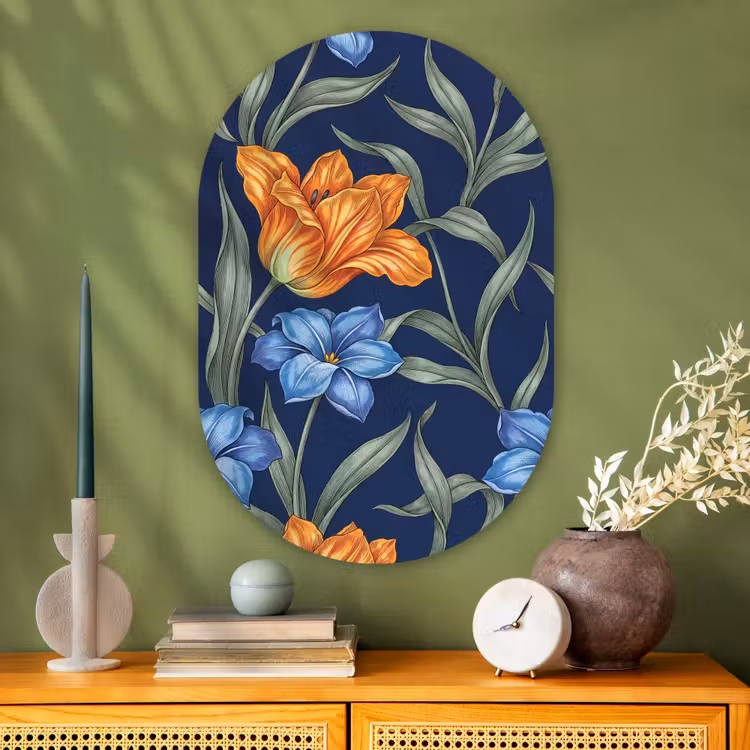 Muurovaal - Glas - Bloemen - Botanisch - Patroon — 2