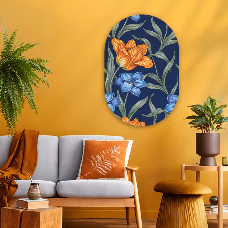 Muurovaal - Glas - Bloemen - Botanisch - Patroon — 3