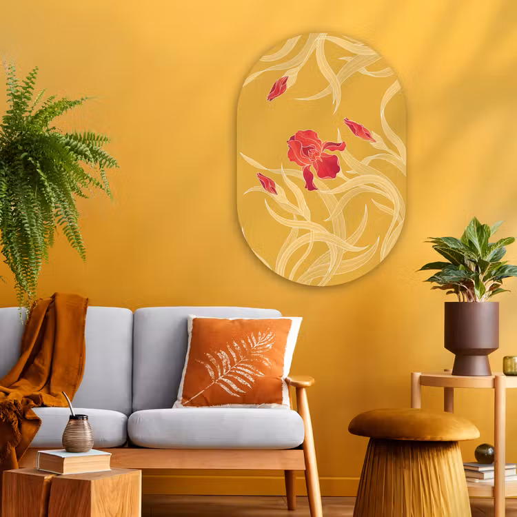 Muurovaal - Glas - Bloemen - Illustratie - Rood — 3