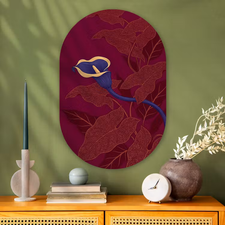 Muurovaal - Glas - Bloemen - Modern - Paars — 2
