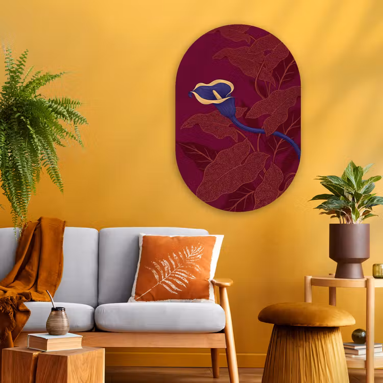 Muurovaal - Glas - Bloemen - Modern - Paars — 3