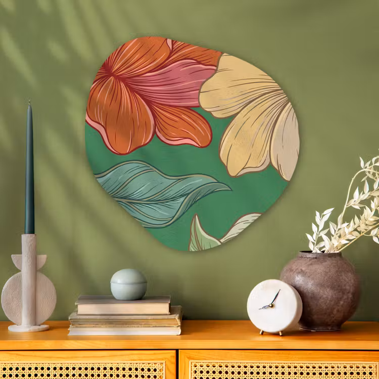 Organisch schilderij - Glas - Bloemen - Groen - Illustratie — 2