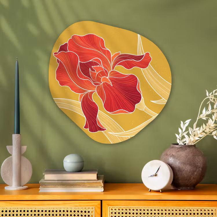 Organisch schilderij - Glas - Bloemen - Illustratie - Rood — 2