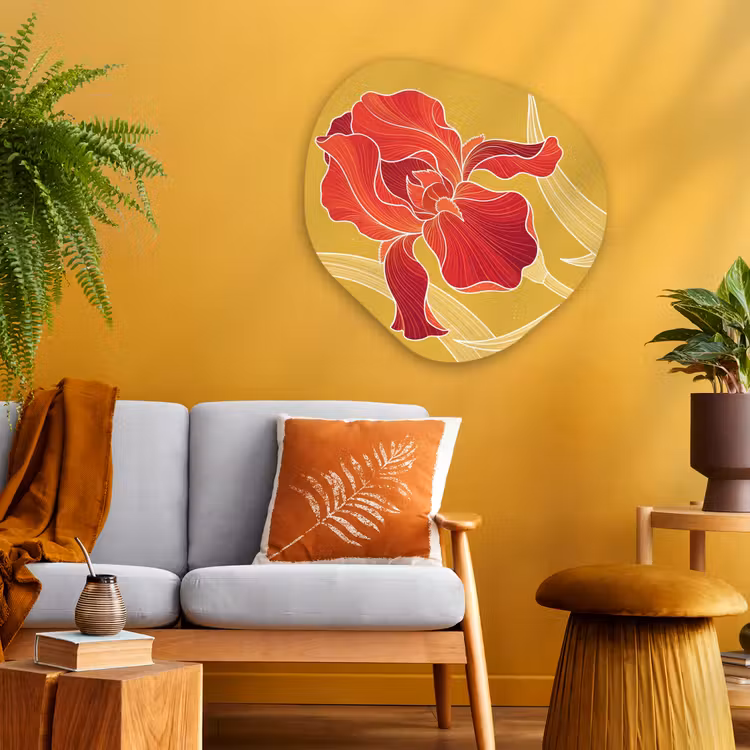 Organisch schilderij - Glas - Bloemen - Illustratie - Rood — 3