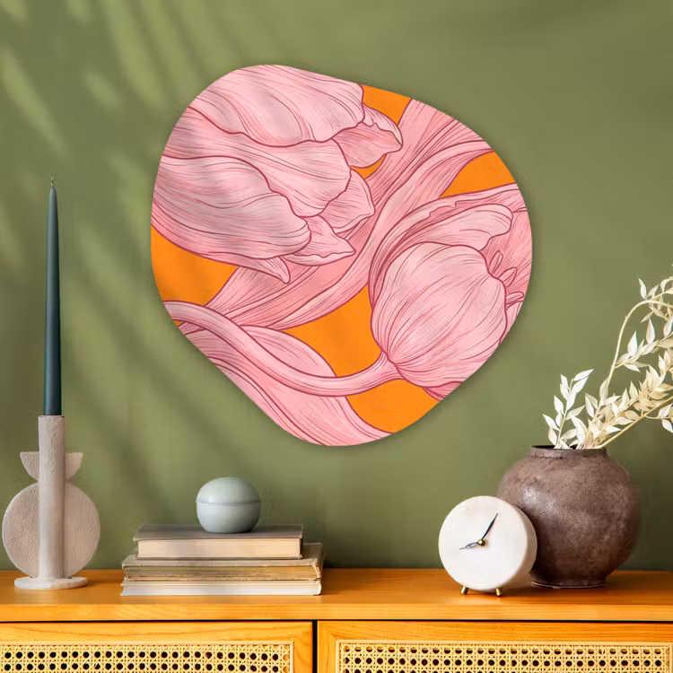 Organisch schilderij - Glas - Roze bloemen - Modern — 2