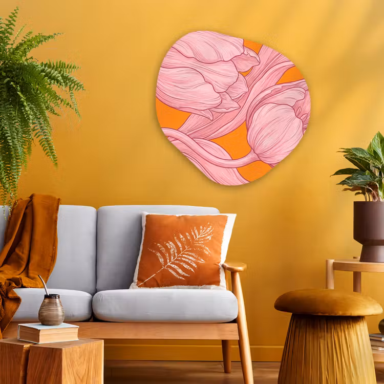 Organisch schilderij - Glas - Roze bloemen - Modern — 3