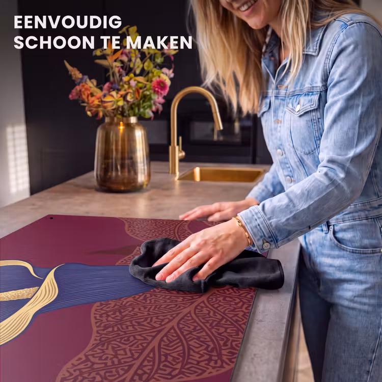 Inductie beschermer en spatscherm (2in1) - Bloemen - Modern - Paars — 5