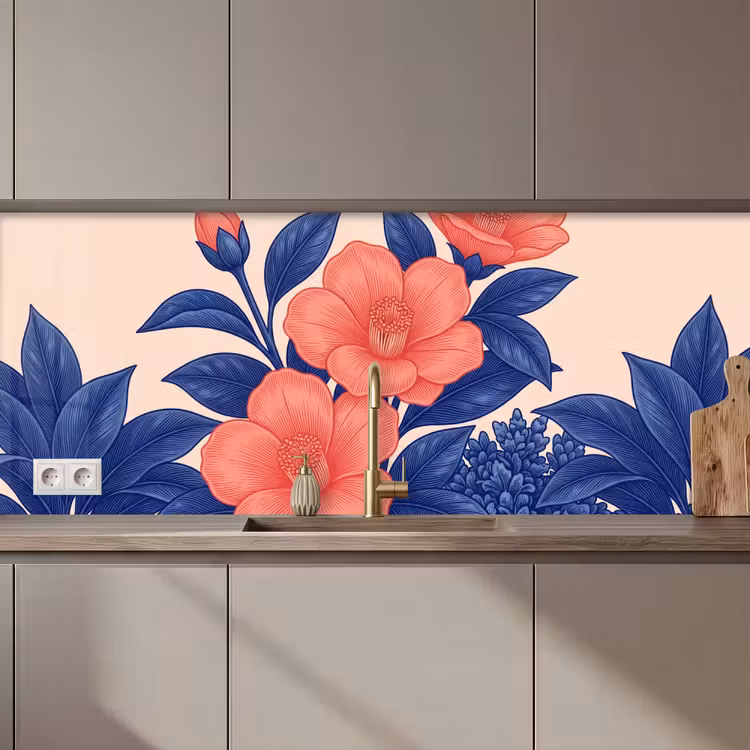 Keuken achterwand - Bloemen - Bladeren - Botanisch — 1