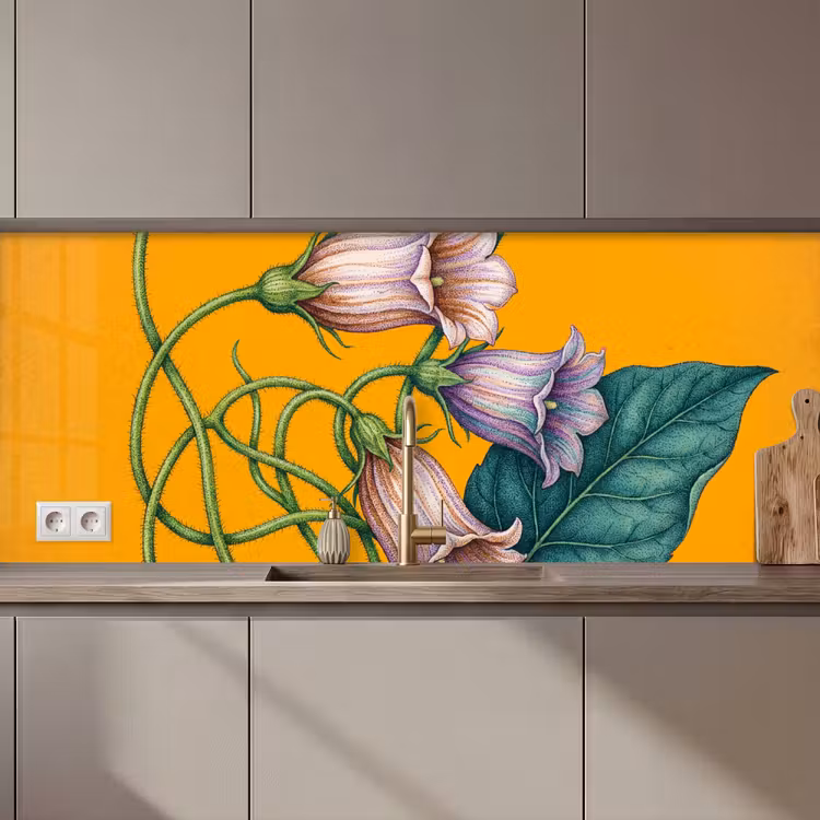 Keuken achterwand - Bloemen - Botanisch - Geel — 1