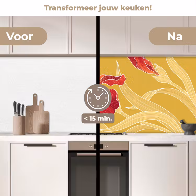 Keuken achterwand - Bloemen - Illustratie - Rood — 2