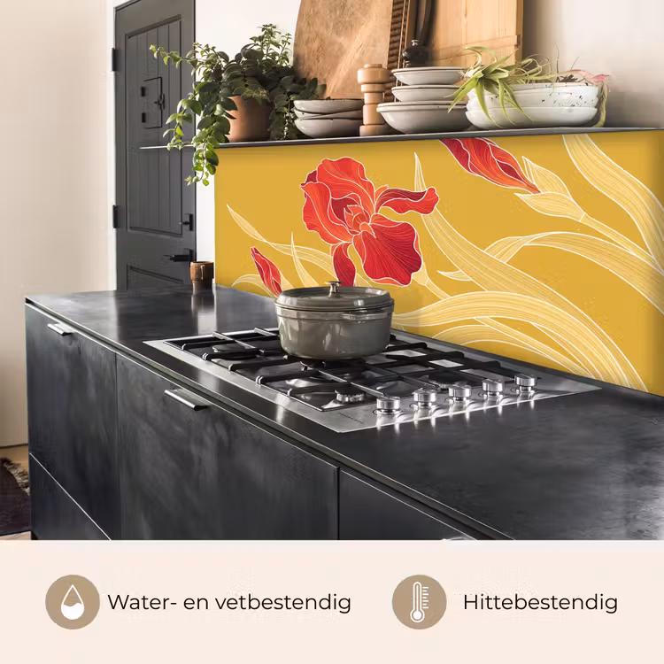 Keuken achterwand - Bloemen - Illustratie - Rood — 3