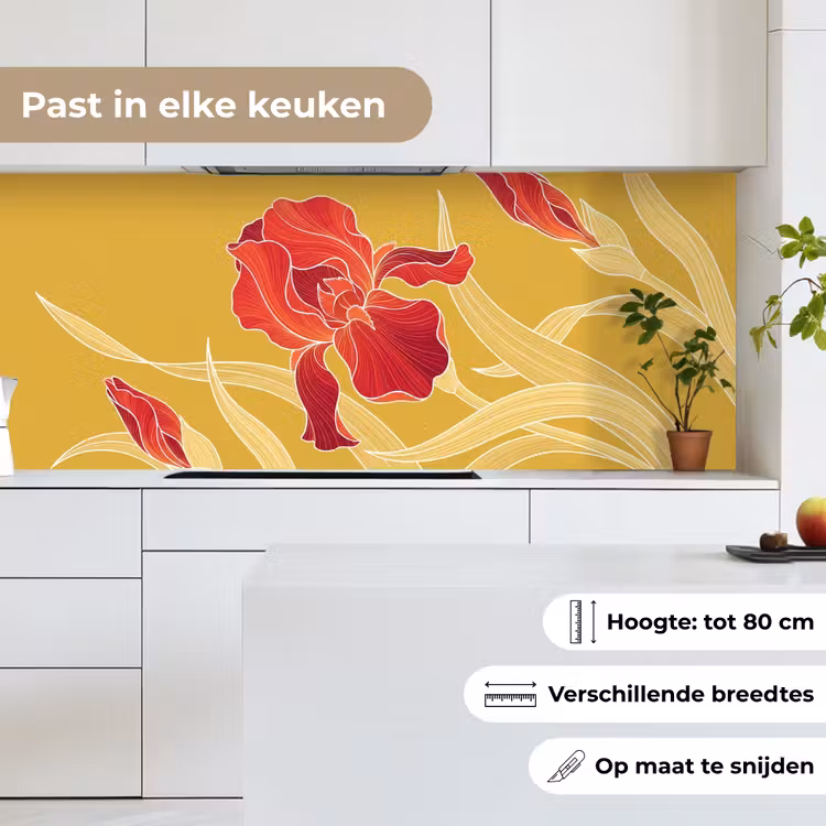 Keuken achterwand - Bloemen - Illustratie - Rood — 4
