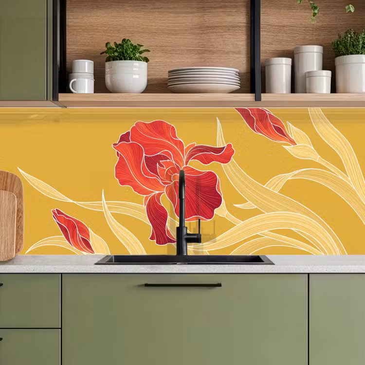 Keuken achterwand - Bloemen - Illustratie - Rood — 5