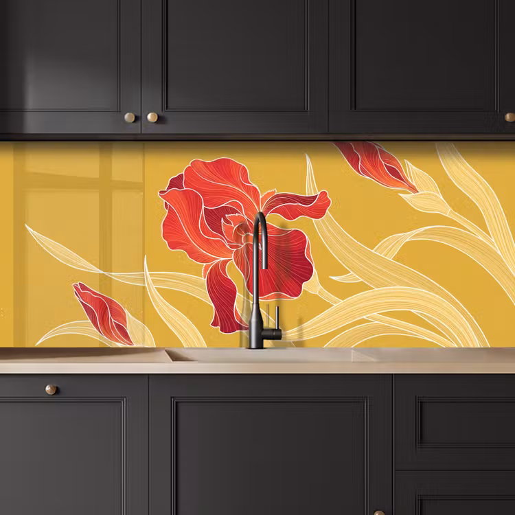 Keuken achterwand - Bloemen - Illustratie - Rood — 6