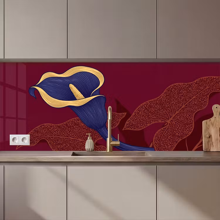 Keuken achterwand - Bloemen - Modern - Paars — 1