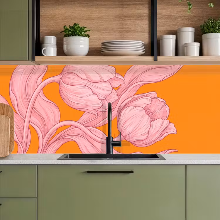 Keuken achterwand - Roze bloemen - Modern — 5