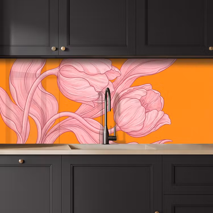 Keuken achterwand - Roze bloemen - Modern — 6