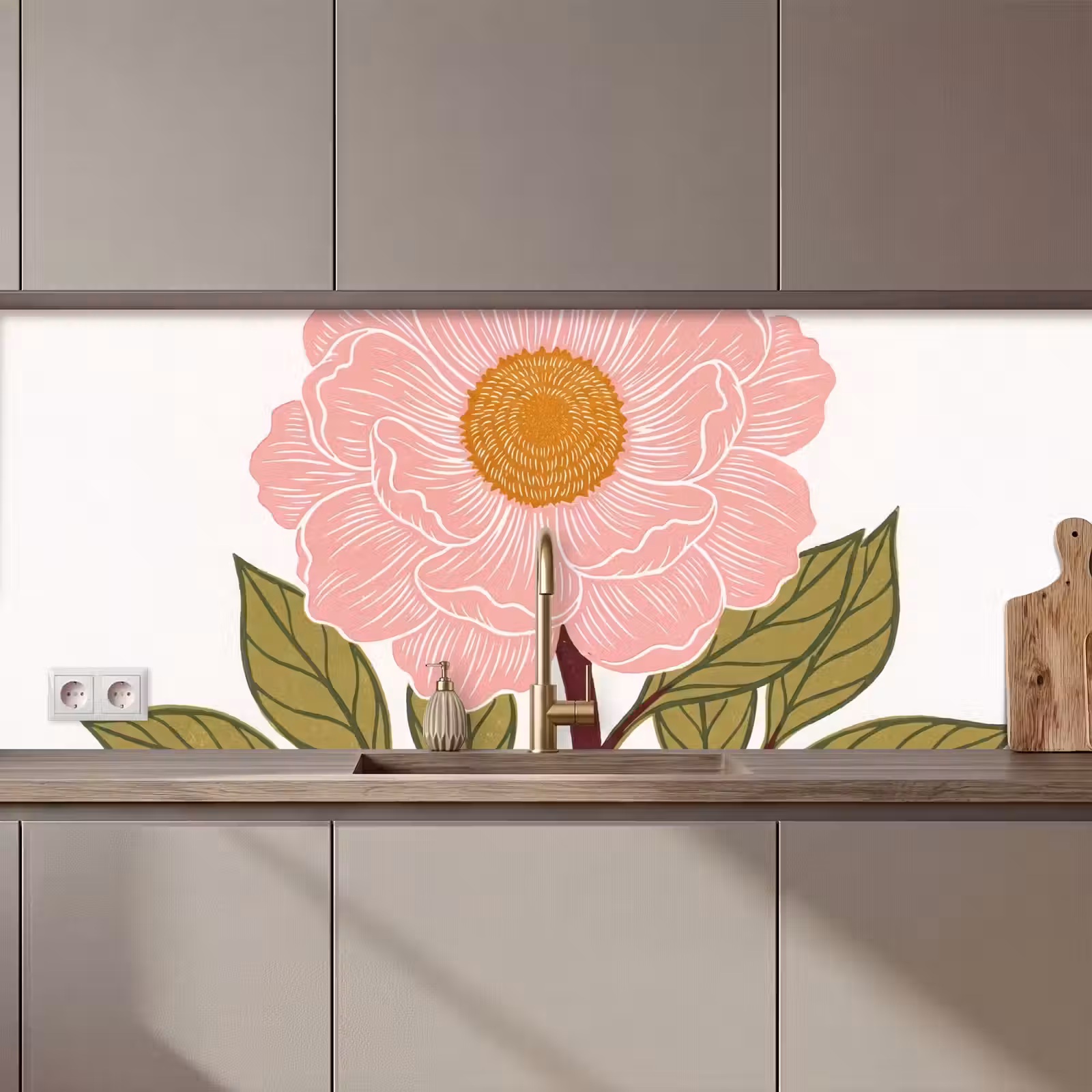 Keuken achterwand - Bloemen - Roze - Illustratie — 1