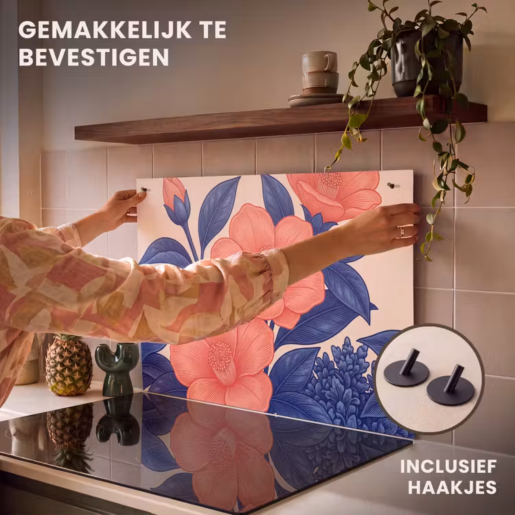 Inductie beschermer en spatscherm (2in1) - Bloemen - Bladeren - Botanisch — 7