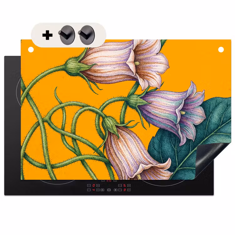 Inductie beschermer en spatscherm (2in1) - Bloemen - Botanisch - Geel — 1