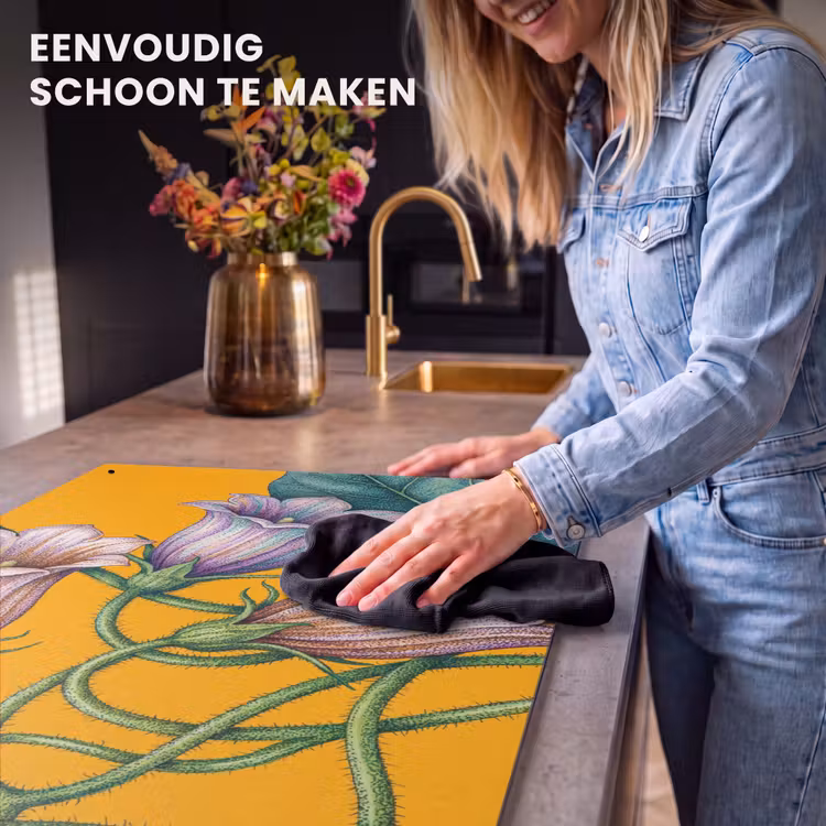 Inductie beschermer en spatscherm (2in1) - Bloemen - Botanisch - Geel — 5