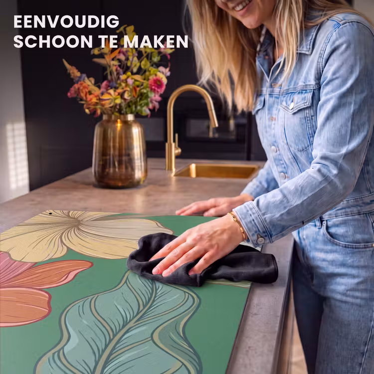 Inductie beschermer en spatscherm (2in1) - Bloemen - Groen - Illustratie — 5