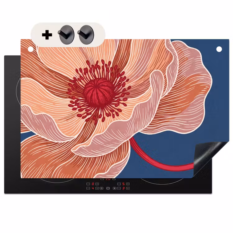 Inductie beschermer en spatscherm (2in1) - Bloemen - Modern - Abstract — 1