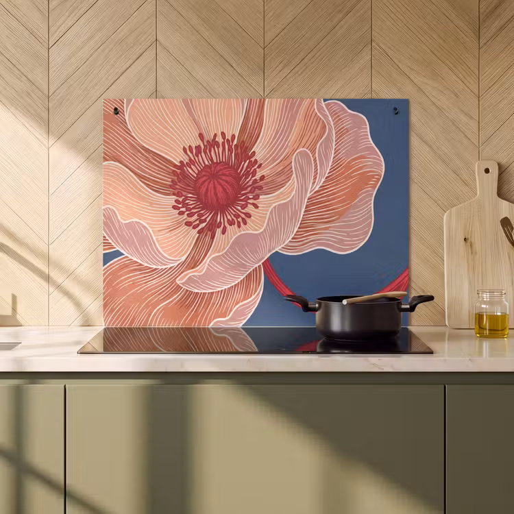 Inductie beschermer en spatscherm (2in1) - Bloemen - Modern - Abstract — 2