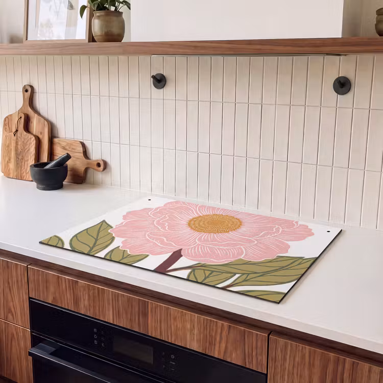 Inductie beschermer en spatscherm (2in1) - Bloemen - Roze - Illustratie — 3