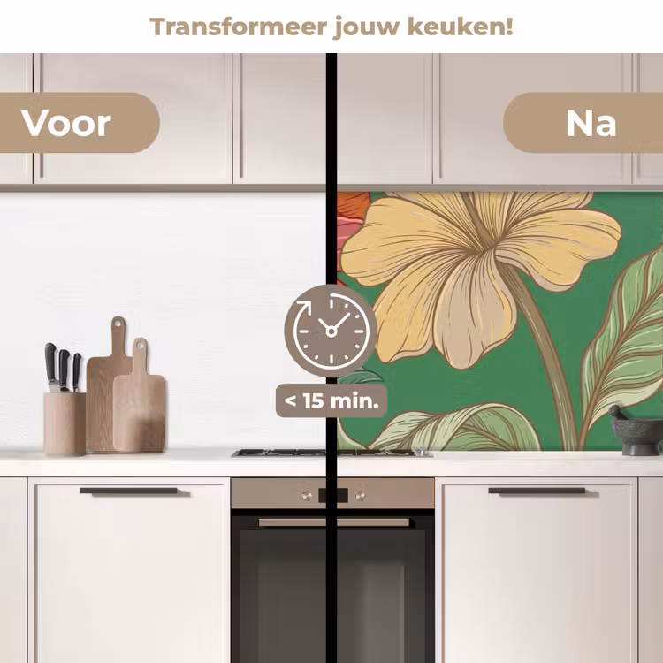 Keuken achterwand - Bloemen - Groen - Illustratie — 2